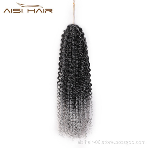 Aisi Hair Afro Curly Multi Ombre Color Synthetic Marly Braiding Hair Extensions Crochet Hairpiece Braids For Black Women